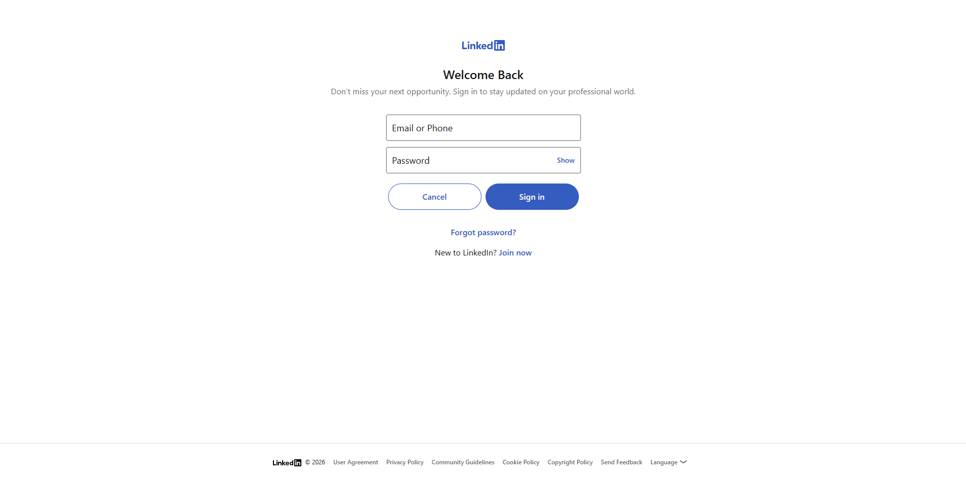 LinkedIn Log in