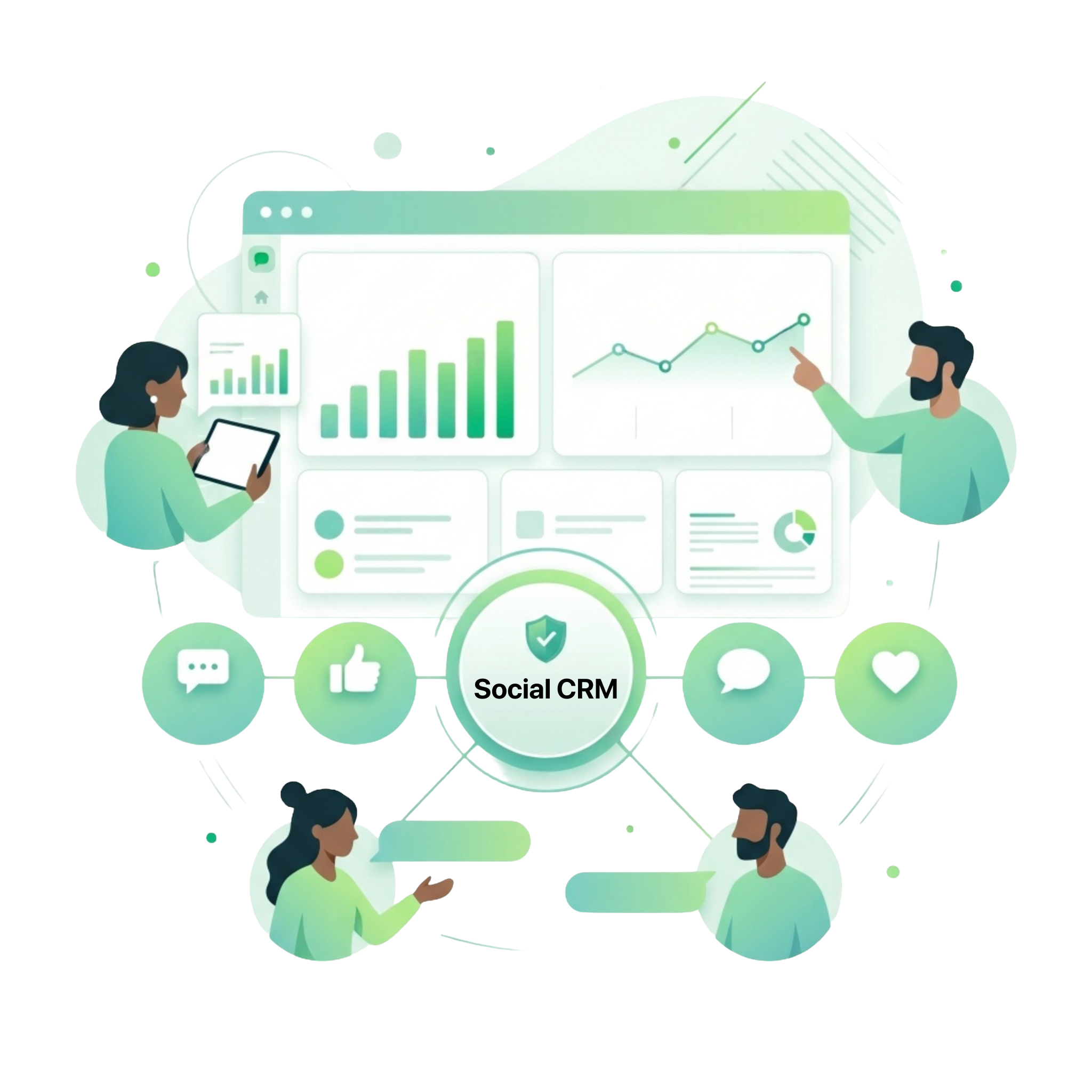 Manage Every Social Interaction in One Place Unified Social CRM dashboard for tracking engagements and managing leads